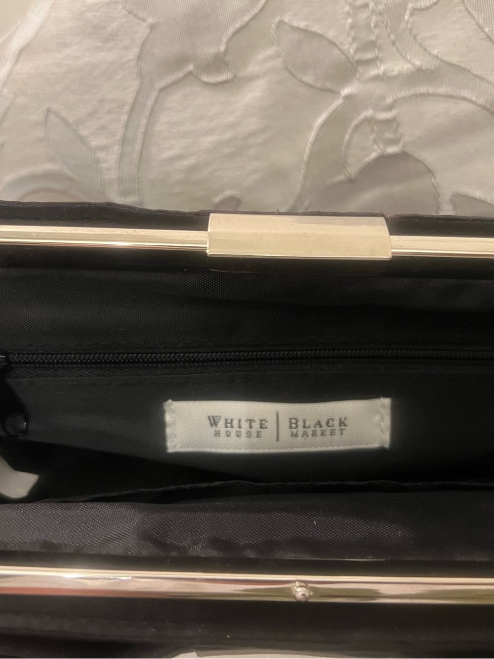 White House Black Market Black Clutch with Silver Frame - Picture 2 of 2